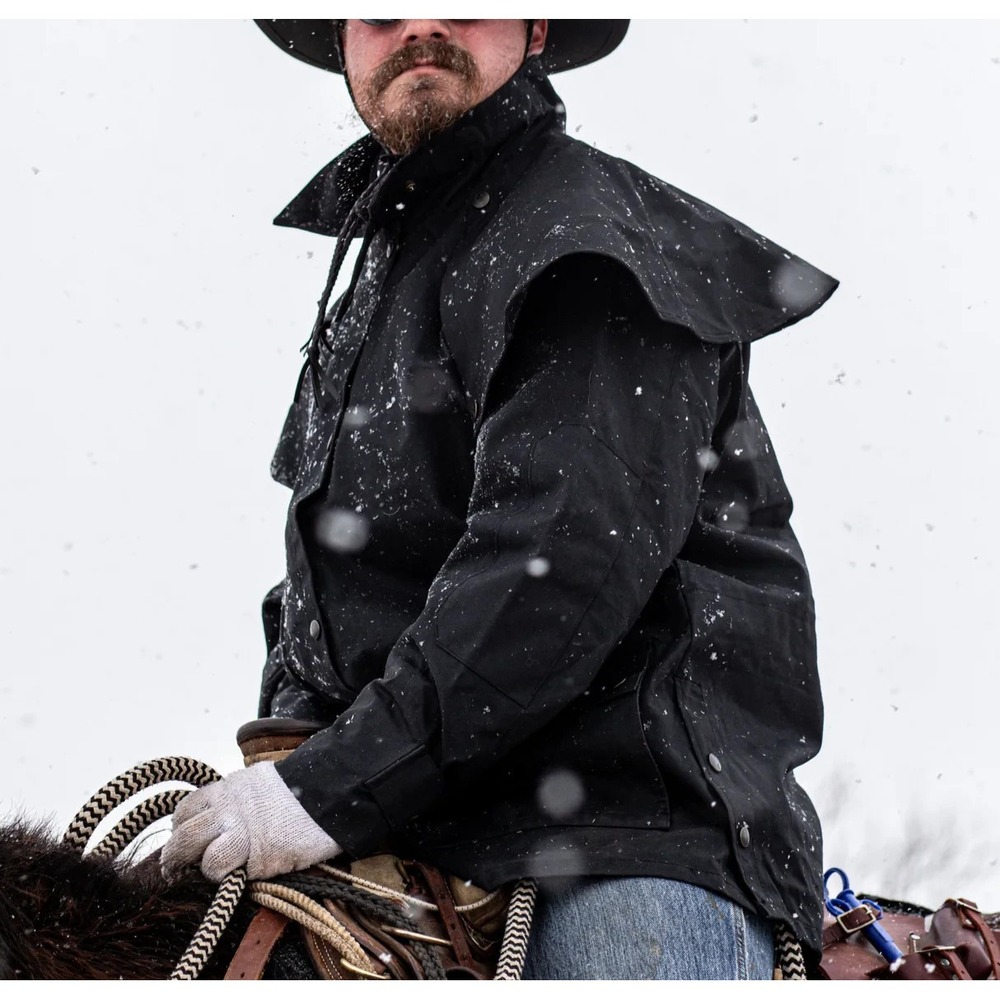 Outback Trading Mens Bush Trader Oilskin Jacket Size‎ S Black Waterproof Western